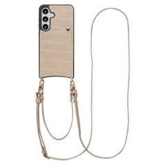 Selencia Coque de télephone Nova Croco avec cordon et porte-cartes Samsung Galaxy S25 / S24 - Beige
