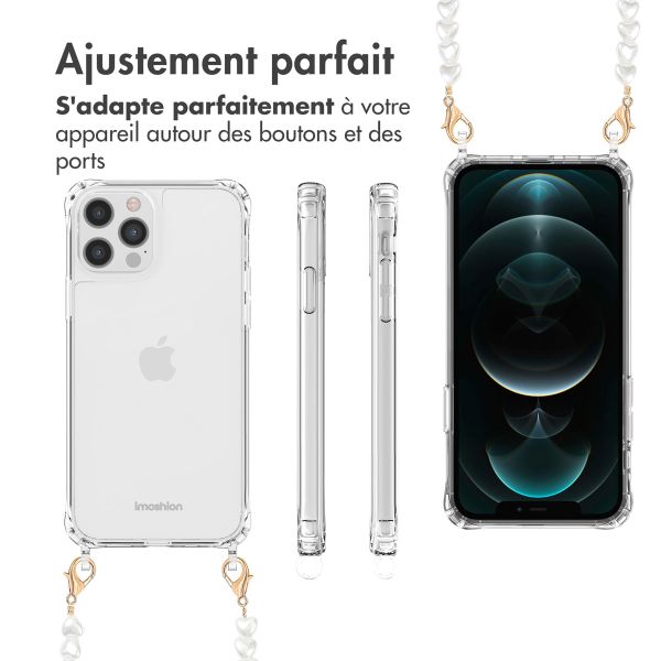 imoshion Coque avec dragonne + bracelet Apple iPhone 12 (Pro) - Perles Cœurs