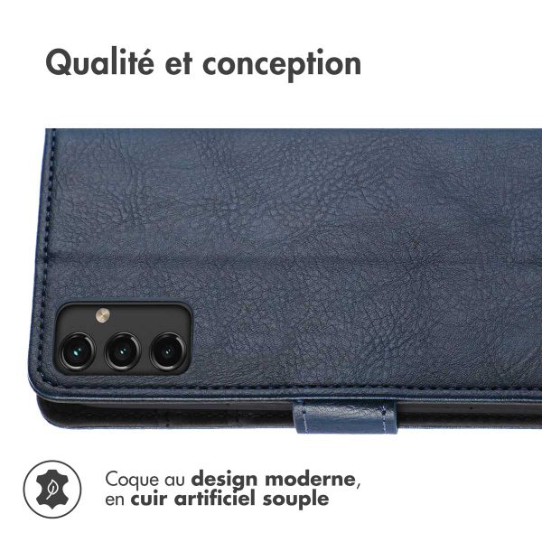 imoshion Étui de télephone portefeuille de luxe Samsung Galaxy A14 (5G/4G) - Bleu foncé