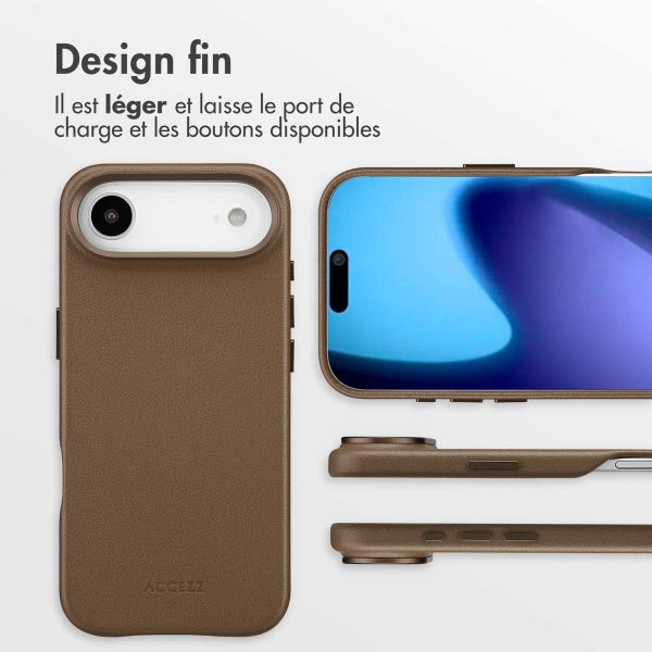 Accezz Coque arrière en cuir avec MagSafe Apple iPhone Air - Marron café