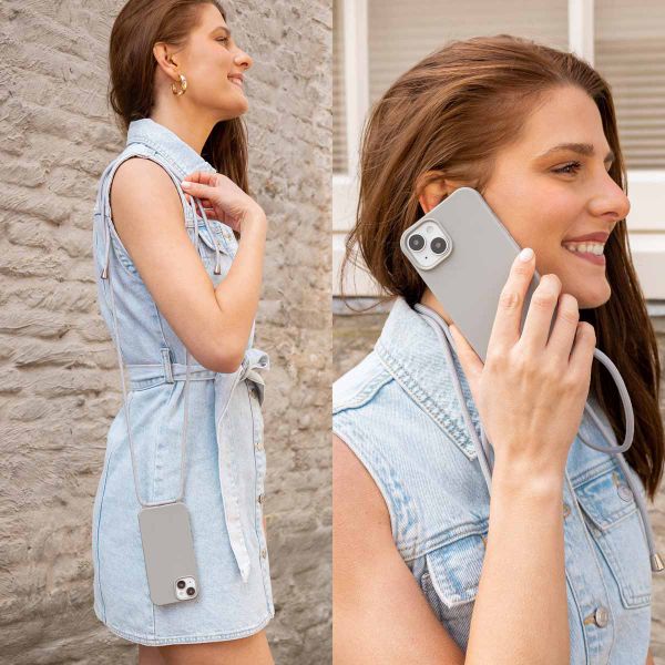 imoshion Coque en silicone avec cordon Apple iPhone 16 - Gris clair