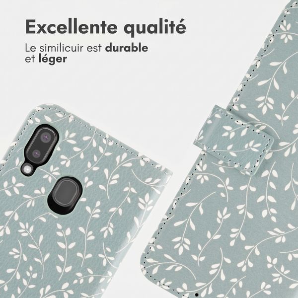 imoshion Étui de télephone portefeuille Design Samsung Galaxy A20e - Smoke Green Flowers