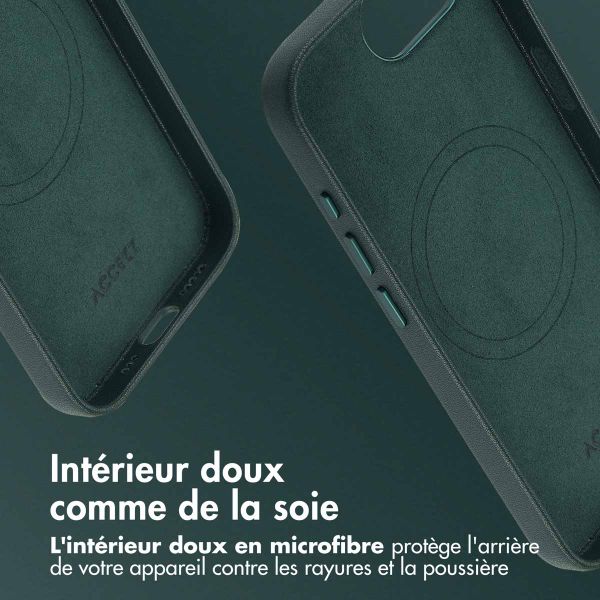 Accezz Coque arrière en cuir avec MagSafe Apple iPhone 17e / 16e - Cedar Green