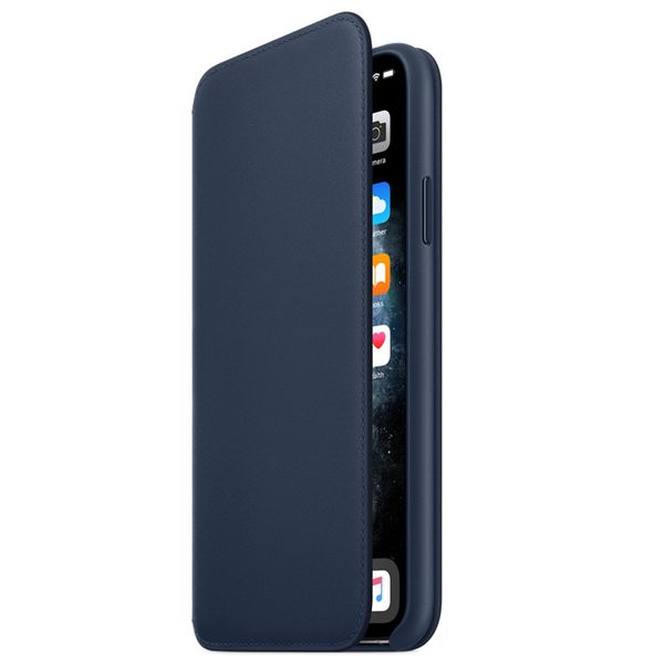 Apple Étui de télephone portefeuille Leather Folio Apple iPhone 11 Pro Max - Deep Sea Blue