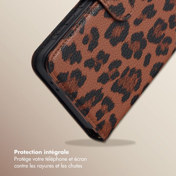 Selencia Étui de télephone portefeuille imprimé léopard Sabi Samsung Galaxy A36 / A56 - Mocha Brown