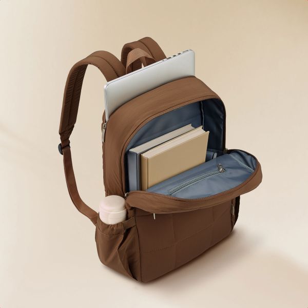Selencia Sac à dos ordinateur portables Vaya Puffy 16 pouces - Mocha Brown