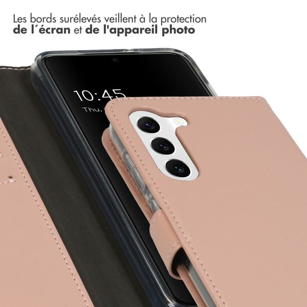 Selencia Étui portefeuille en cuir véritable Samsung Galaxy S23 - Rose