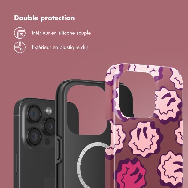 Selencia Coque arrière Vivid avec MagSafe Apple iPhone 15 Pro - Wavy Smiley Pink