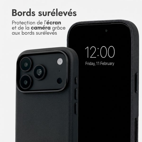 Accezz Coque arrière en cuir avec MagSafe Apple iPhone 18 Pro Max / 17 Pro Max - Onyx Black