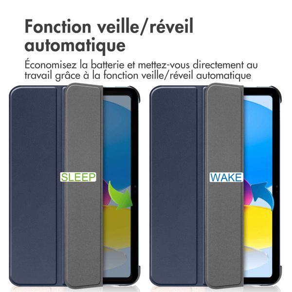 imoshion Coque tablette Trifold Apple iPad 11 (2025) 11 pouces A16 / iPad 10 (2022) 10.9 pouces - Bleu