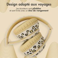 imoshion Édition Spéciale - Casque sans fil pour enfants avec imprimé léopard LED Light - Limiteur de décibels - Avec câble AUX - Léopard