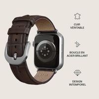 Burga Bracelet en cuir véritable Apple Watch | 38/40/41/42 mm - Espresso / Silver