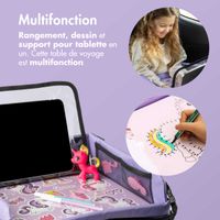 imoshion Table de voyage - Support de tablette voiture - 7 compartiments de rangement - Inclus 2 coloriages - Violet