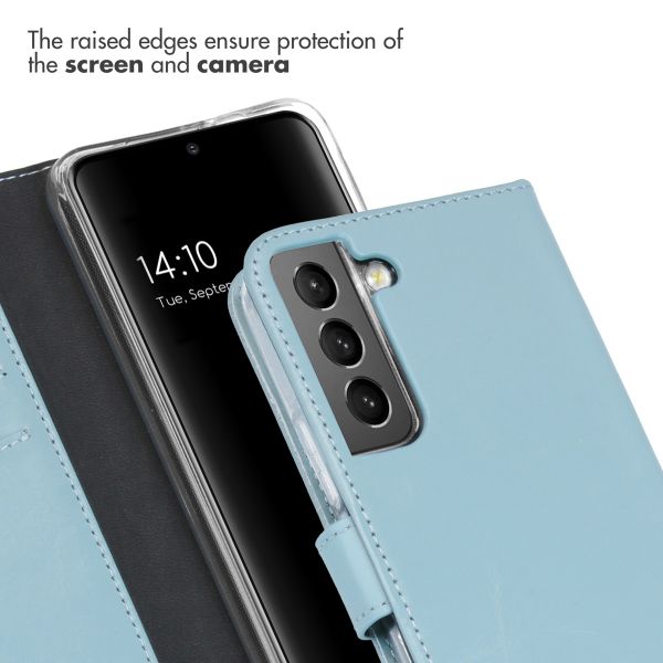 Selencia Étui portefeuille en cuir véritable Samsung Galaxy S22 - Air Blue