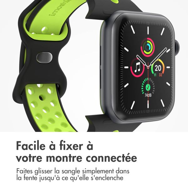imoshion Bracelet Sport⁺ en silicone Apple Watch | 38/40/41/42 mm - Taille M/L - Black & Green