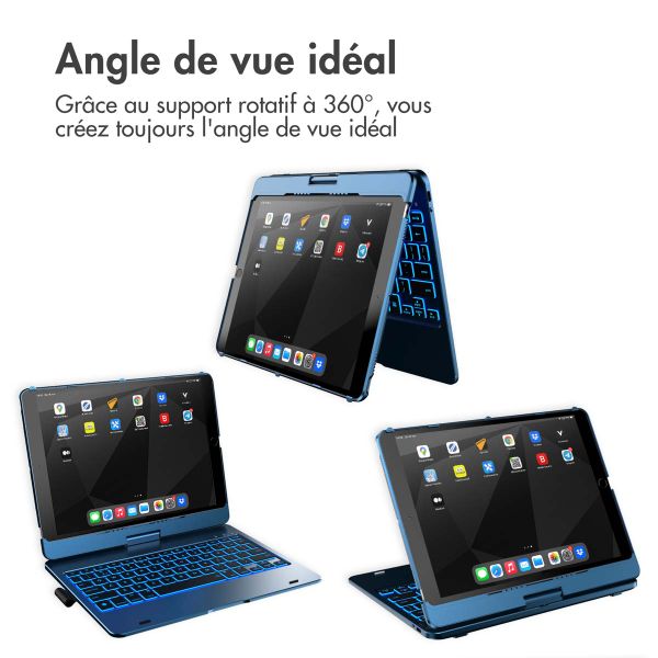 Accezz Bookcase clavier 360 Slim QWERTY Apple iPad 9 (2021) 10.2 pouces / iPad 8 (2020) 10.2 pouces / iPad 7 (2019) 10.2 pouces - QWERTY / NL - Bleu foncé