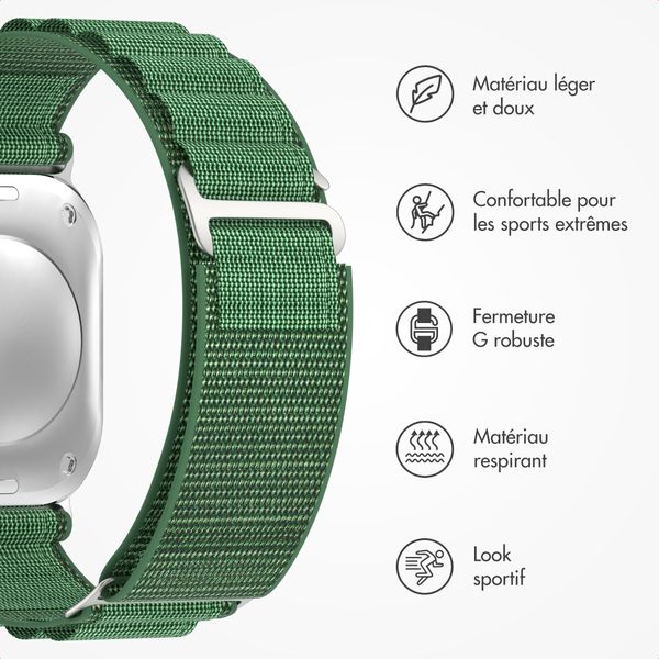 Accezz Bracelet en nylon Alpine Apple Watch | 44/45/46/49 mm - Olive Green