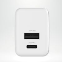 imoshion Adapteur secteur - Chargeur - USB-C + USB-A - Power Delivery et Quick Charge - 35W - Blanc