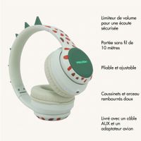 imoshion Casque sans fil pour enfants Dino LED Light - Limiteur de décibels - Avec câble AUX - Brown / Orange