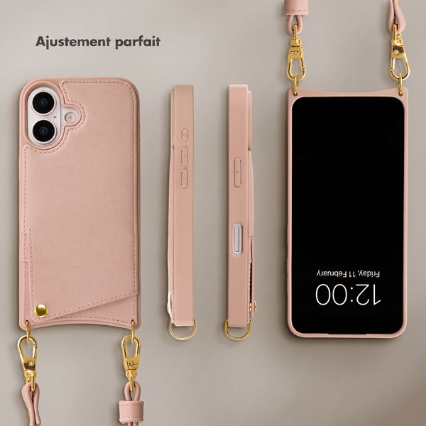 Selencia Coque de télephone Nova avec cordon et porte-cartes Apple iPhone 17 - Dusty Rose