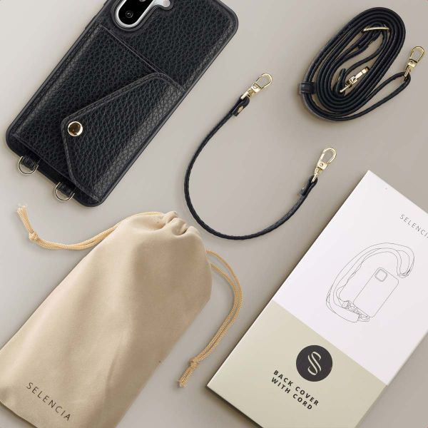 Selencia Coque de télephone Sera avec cordon et porte-cartes enveloppe Samsung Galaxy A36 / A56 - Noir