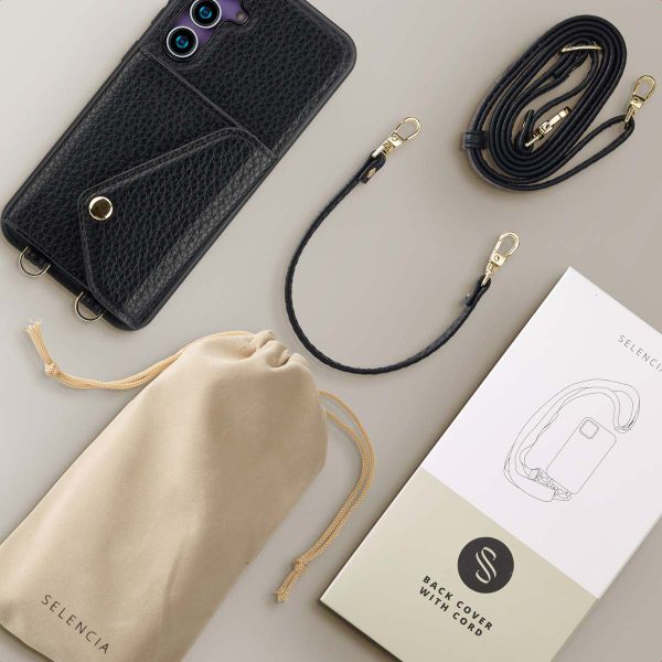 Selencia Coque de télephone Sera avec cordon et porte-cartes enveloppe Samsung Galaxy S23 FE - Noir