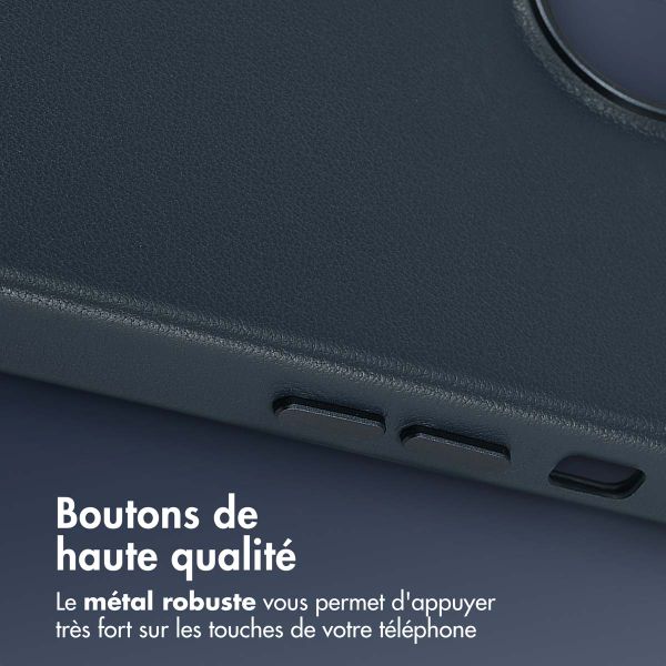 Accezz Coque arrière en cuir avec MagSafe Apple iPhone 13 - Nightfall Blue