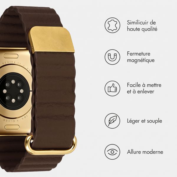 imoshion Bracelet magnétique en cuir synthétique Apple Watch | 44/45/46/49 mm - Marron