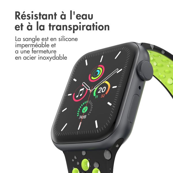 imoshion Bracelet Sport⁺ en silicone Apple Watch | 44/45/46/49 mm - Taille M/L - Black & Yellow
