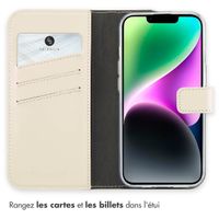 Selencia Étui portefeuille en cuir véritable Apple iPhone 14 - Greige