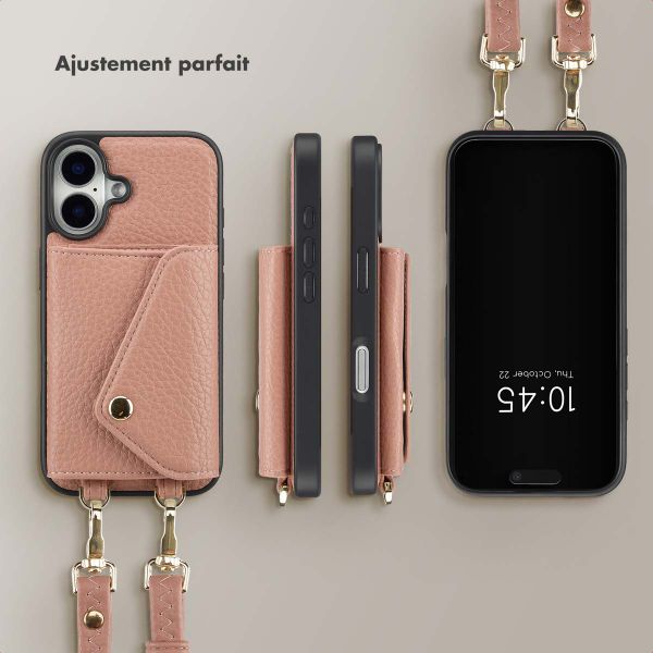 Selencia Coque de télephone Sera avec cordon et porte-cartes enveloppe Apple iPhone 16 - Old Pink