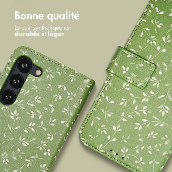 imoshion Étui de télephone portefeuille Design Samsung Galaxy S23 - Green Flowers