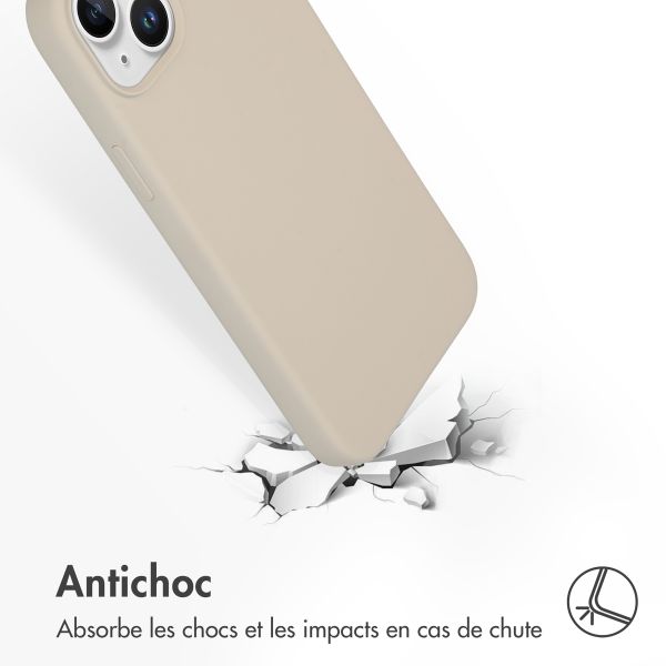 Accezz Coque Liquid Silicone Apple iPhone 15 Plus - Stone