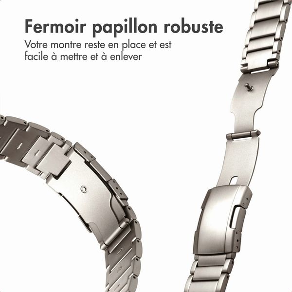 Accezz Bracelet en acier Titane mat  - Connexion Garmin 22 mm - Titanium