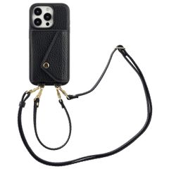 Selencia Coque de télephone Sera avec cordon et porte-cartes enveloppe Apple iPhone 16 Pro - Noir