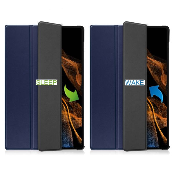 imoshion Coque tablette Trifold Galaxy Tab S8 Ultra - Bleu foncé