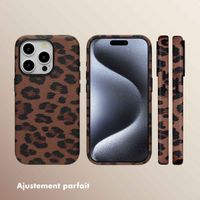 Selencia Coque Sabi imprimé panthère avec MagSafe Apple iPhone 15 Pro - Mocha Brown