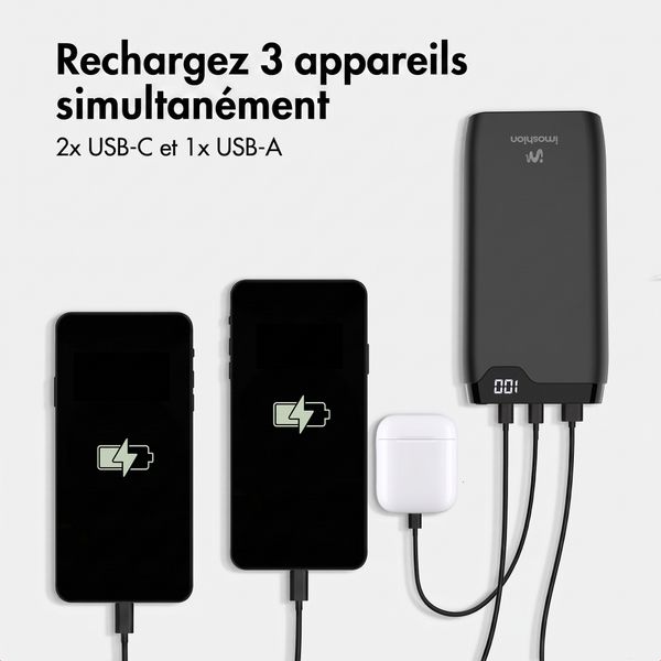 imoshion Batterie externe - 27.000 mAh - Quick Charge et Power Delivery - 30W - Noir