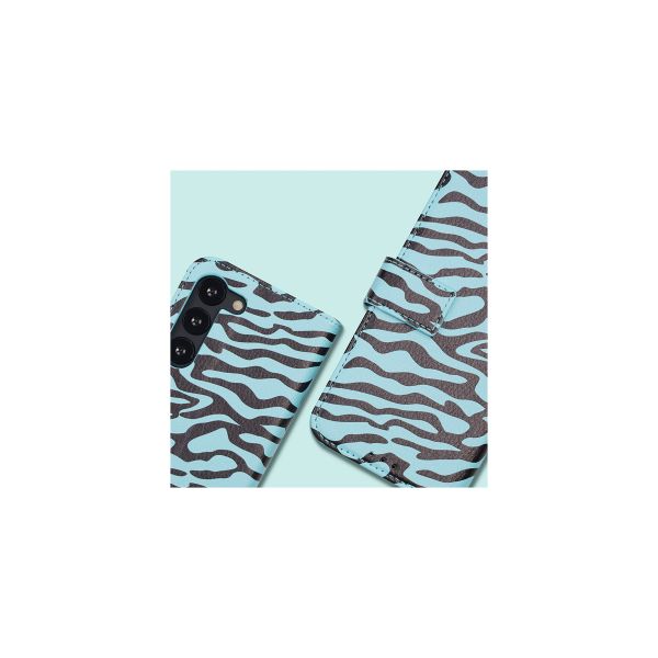 imoshion Étui de télephone portefeuille Design Samsung Galaxy S23 - Black Blue Stripes