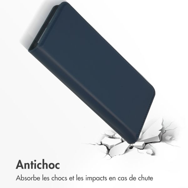 Accezz Étui de télephone Slim Folio en cuir de qualité supérieure Samsung Galaxy S22 - Bleu foncé