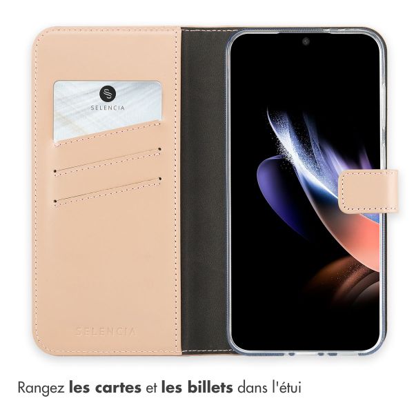 Selencia Étui portefeuille en cuir véritable Samsung Galaxy A36 / A56 - Rose