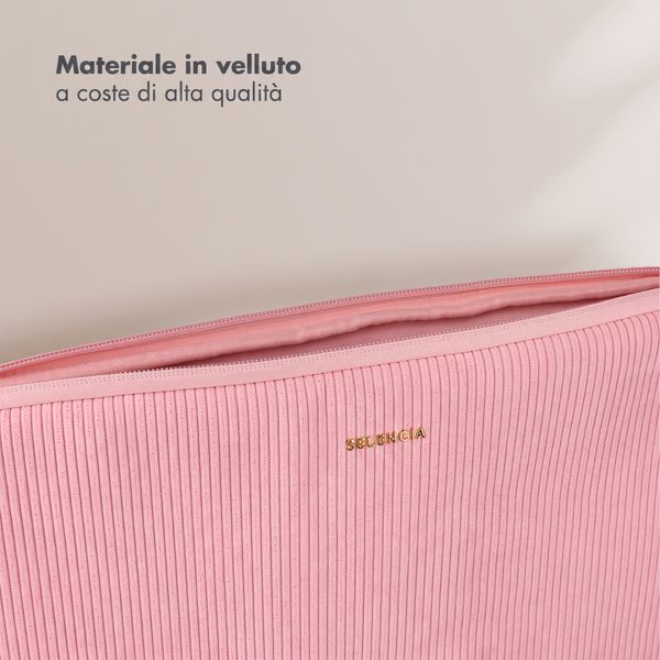 Selencia Pochette ordinateur Corduroy 13-14 pouces - Soft Blush