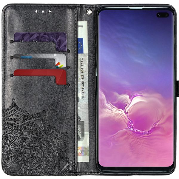 Etui de télephone portefeuille Mandala Samsung Galaxy S10 Plus - Noir