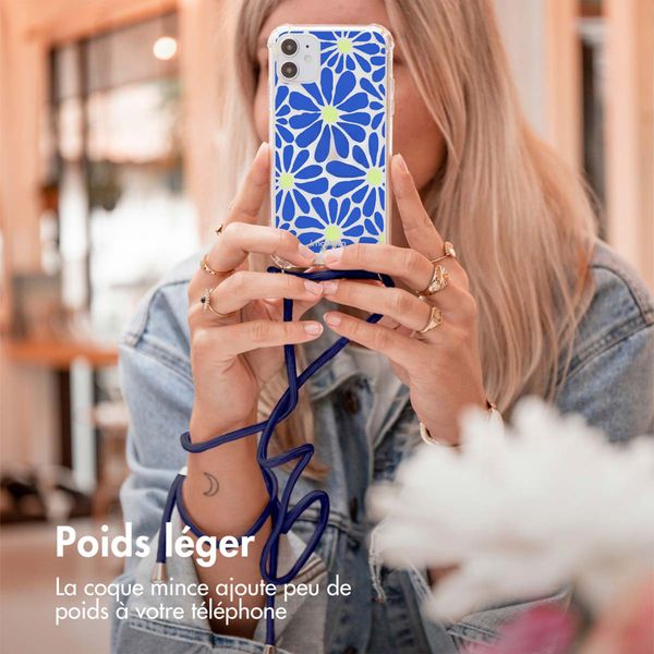 imoshion Coque Design avec cordon Samsung Galaxy S22 Plus - Cobalt Blue Flowers Connect
