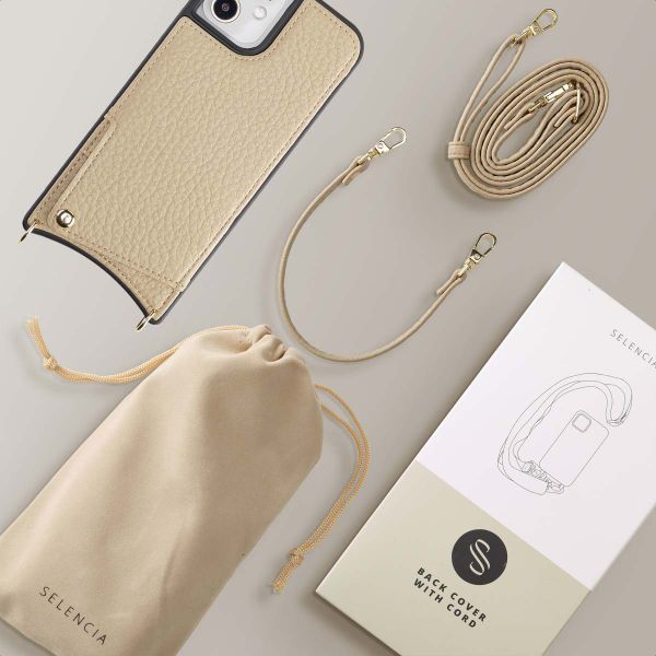 Selencia Coque de télephone Nova avec cordon et porte-cartes Apple iPhone 12 (Pro) - Beige
