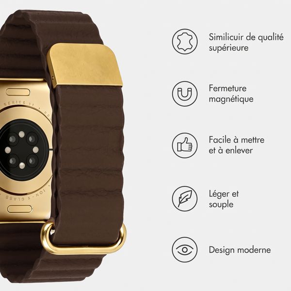 imoshion Bracelet magnétique en cuir synthétique Apple Watch | 38/40/41/42 mm - Marron