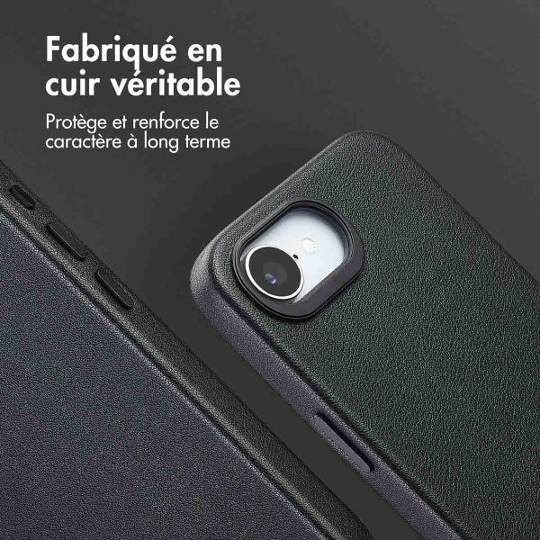 Accezz Coque arrière en cuir avec MagSafe Apple iPhone 17e / 16e - Onyx Black