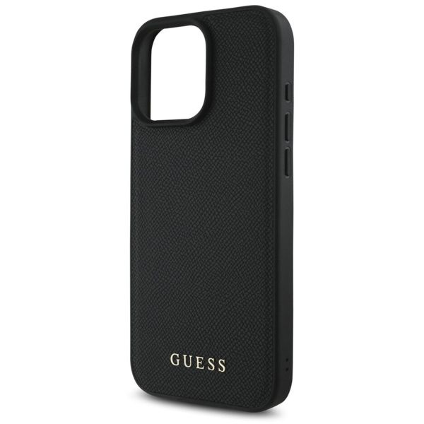 Guess Coque Grained MagSafe avec Flower Charm Strap Apple iPhone 16 Pro - Noir