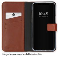 Selencia Étui portefeuille en cuir véritable Apple iPhone 15 Plus - Marron clair