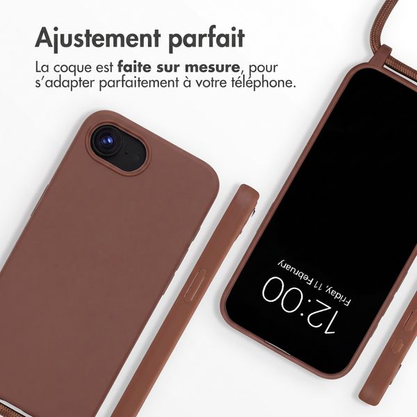 imoshion Coque en silicone avec cordon Apple iPhone 17e / 16e - Marron